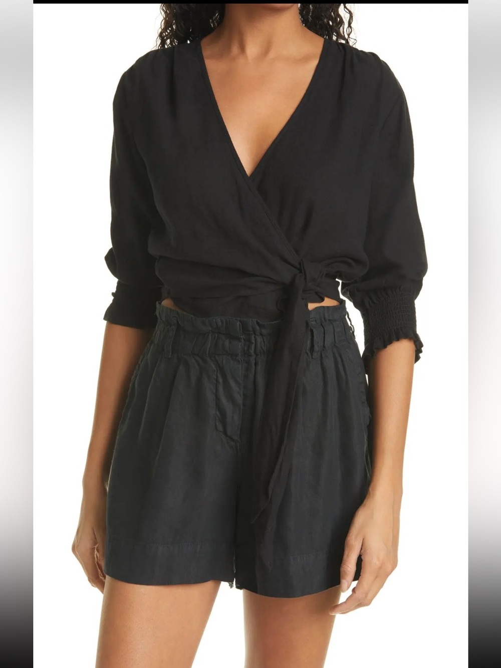 Rails Raquel crop side tie top in black